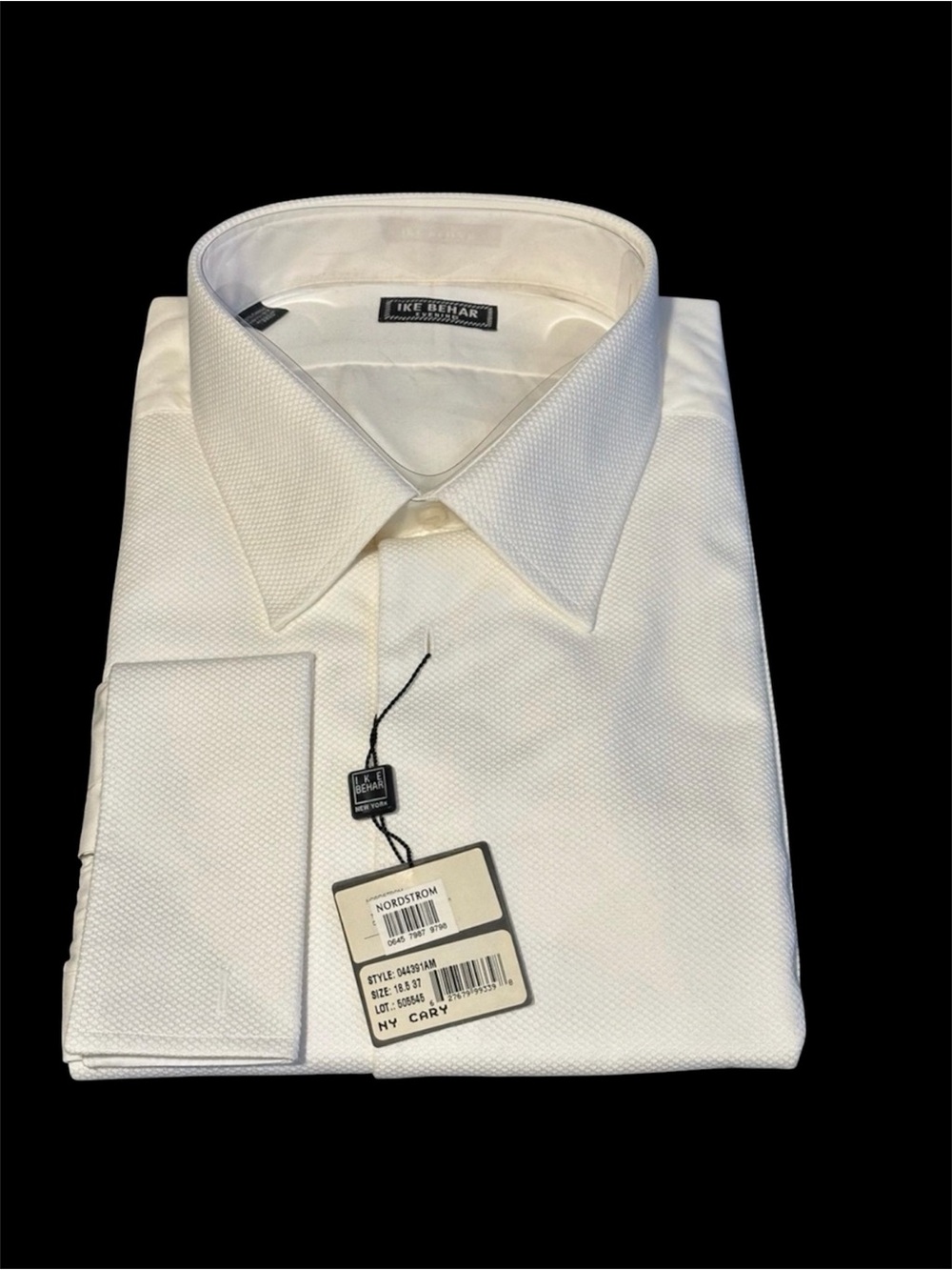 Ike Behar Piqued White Tuxedo Shirt NWT